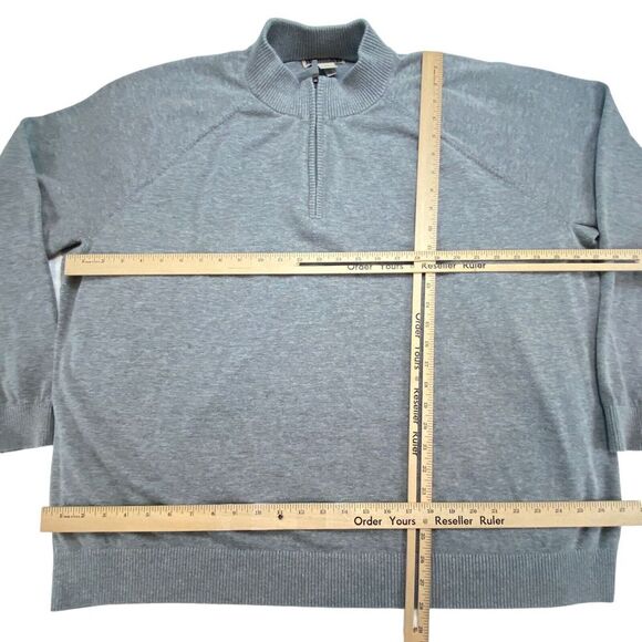 Duluth Trading Company Sweater Mens 3XL Gray Knit Cotton Long Sleeve Quarter Zip - Picture 4 of 11